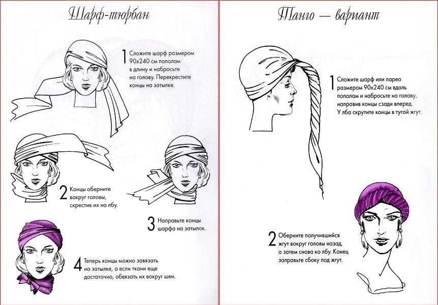 Как завязать платок на голову пошаговое