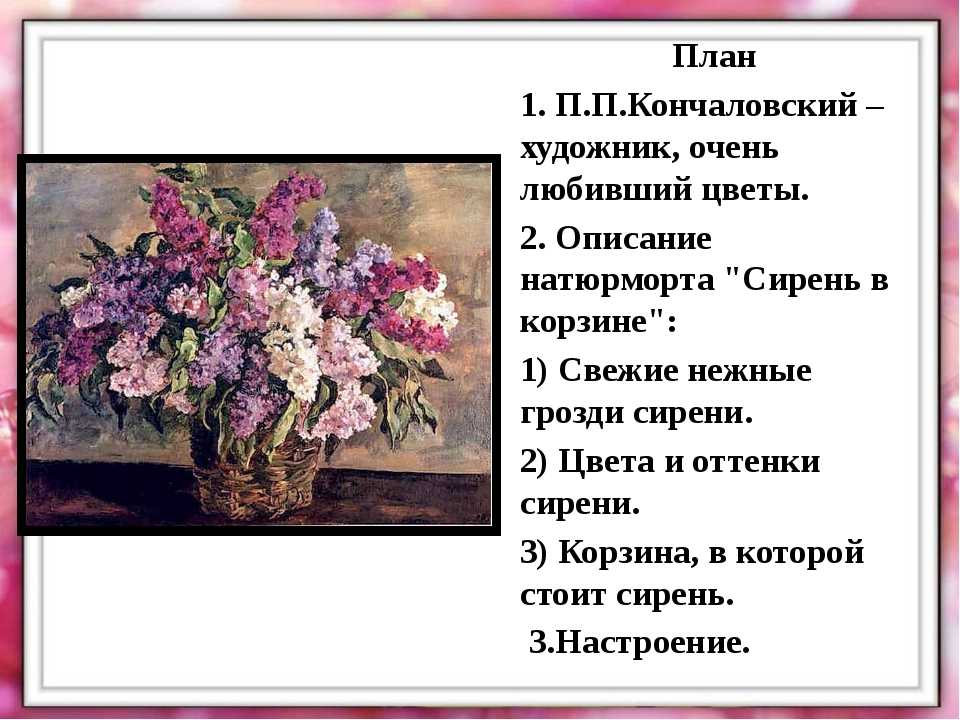 Сочинение описание по картине кончаловского сирень в окне 5 класс