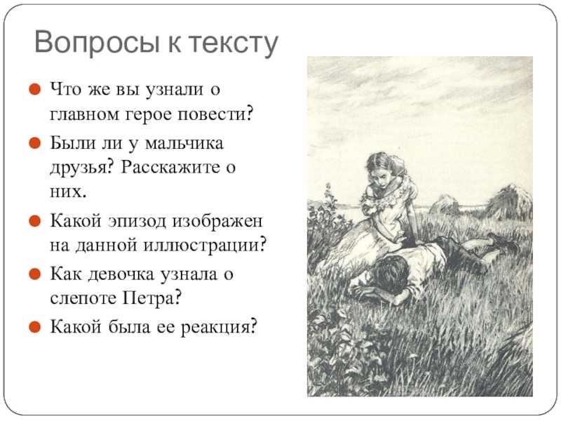 Краткое содержание слепой. Презентация по повести слепой музыкант. Вопросы по повести слепой музыкант. Слепой музыкант план. Какой эпизод изображен.