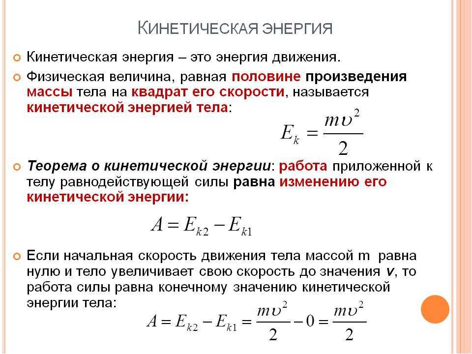 Схема кинетической энергии